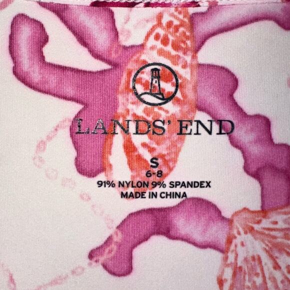 Lands’ End Short Sleeve Crew Neck Coral Shells Swim Tee Rash Guard Size Small - Picture 2 of 9